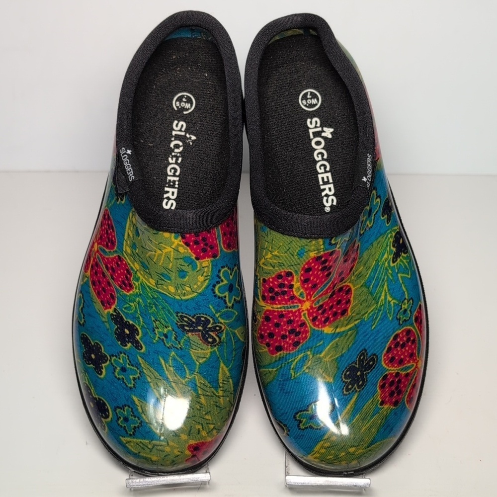 SLOGGERS midsummer blue floral waterproof Garden shoes women's size 7 - Picture 6 of 15